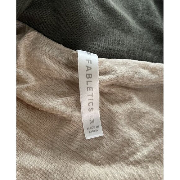 Fabletics Women's Sz M Katarina Cream & Green Half Zip Pullover Teddy Jacket - Picture 5 of 7